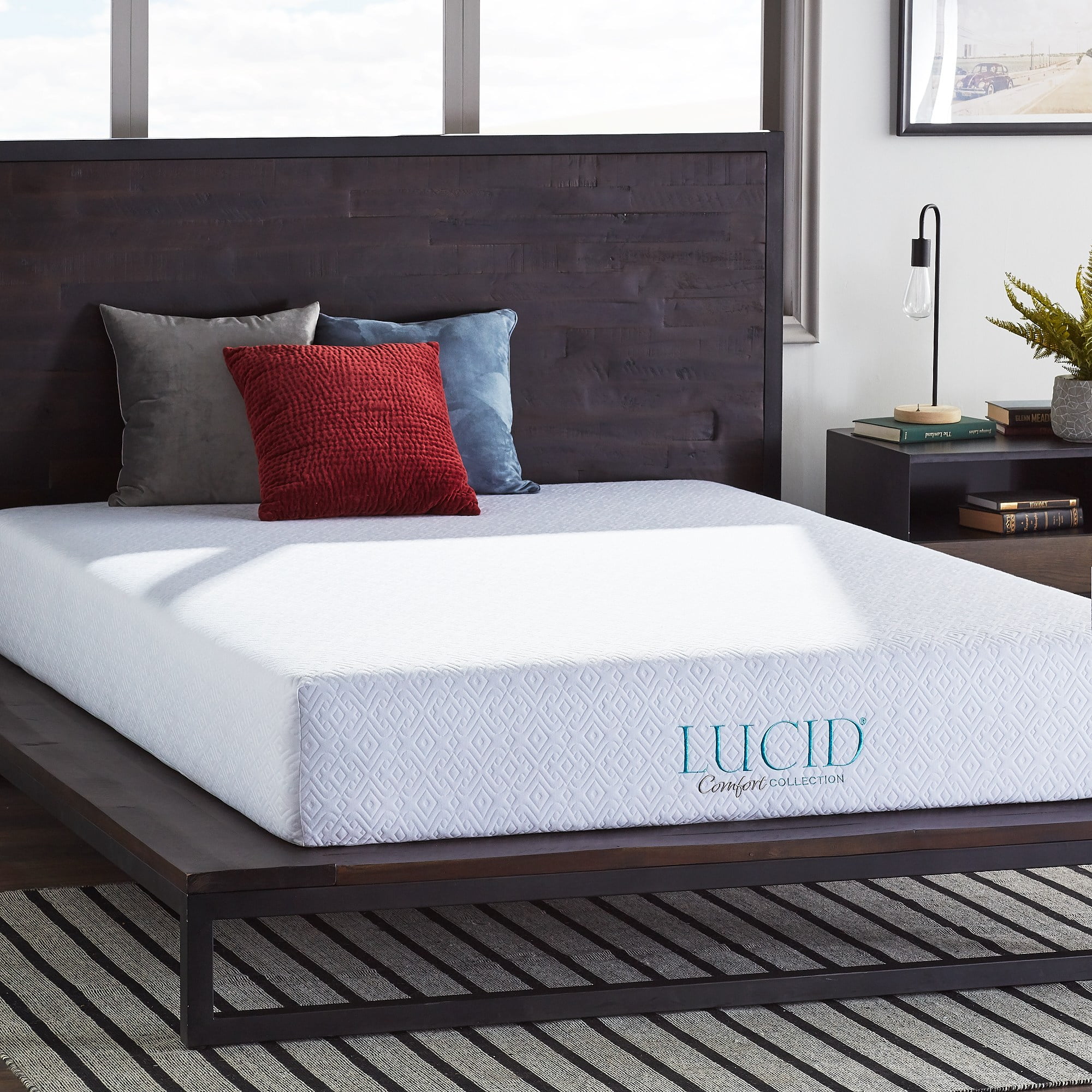 LUCID 10-inch Queen-size Gel Memory Foam Mattress with Tencel Sheet Set -  Bed Bath & Beyond - 14414184