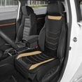 thumbnail image 3 of Motor Trend LuxeFit Beige Faux Leather Front Seat Cover for Cars Trucks SUV, 1 Piece Set Padded Car Seat Protector, 3 of 7