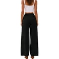 thumbnail image 3 of Sewkxo Linen Pants for Women Summer Drawstring Wide Leg Trousers High Waist Casual Loose Palazzo Pant with Pockets,Black S, 3 of 5