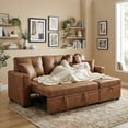 thumbnail image 5 of LLappuil Sectional Sofa, 71" Sectional Couch Convertible Sofa Bed, Pull Out Sofa Bed Full Size with Storage Chaise for Living Room, Foil Fabric Brown, 5 of 9