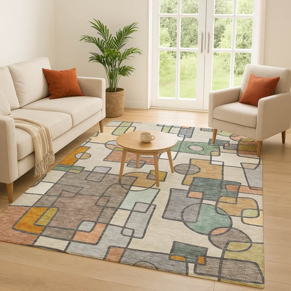 Addison Rugs Chantille Indoor/Outdoor Transitional Geometric Beige Machine Washable Rectangle Rug, 10' x 14'