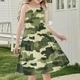 thumbnail image 4 of AHTJRT Girls Casual Dress Fashion Camo Print Spaghetti Straps Sundress Loose Sleeveless Maxi Dress for Travel Hiking Camping Green#01 9 Years, 4 of 7