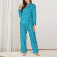 thumbnail image 3 of Junzan Blue Glitter Print Womens Pajama Sets,Long Sleeve Button Down For Women Pjs 2 Piece, 3 of 9