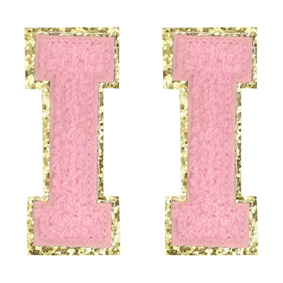Uxcell Chenille Letter Patches 2.2" Self Adhesive Letter I Stick on Embroidered Patch for Clothing Repair (Pink, Pack of 2)