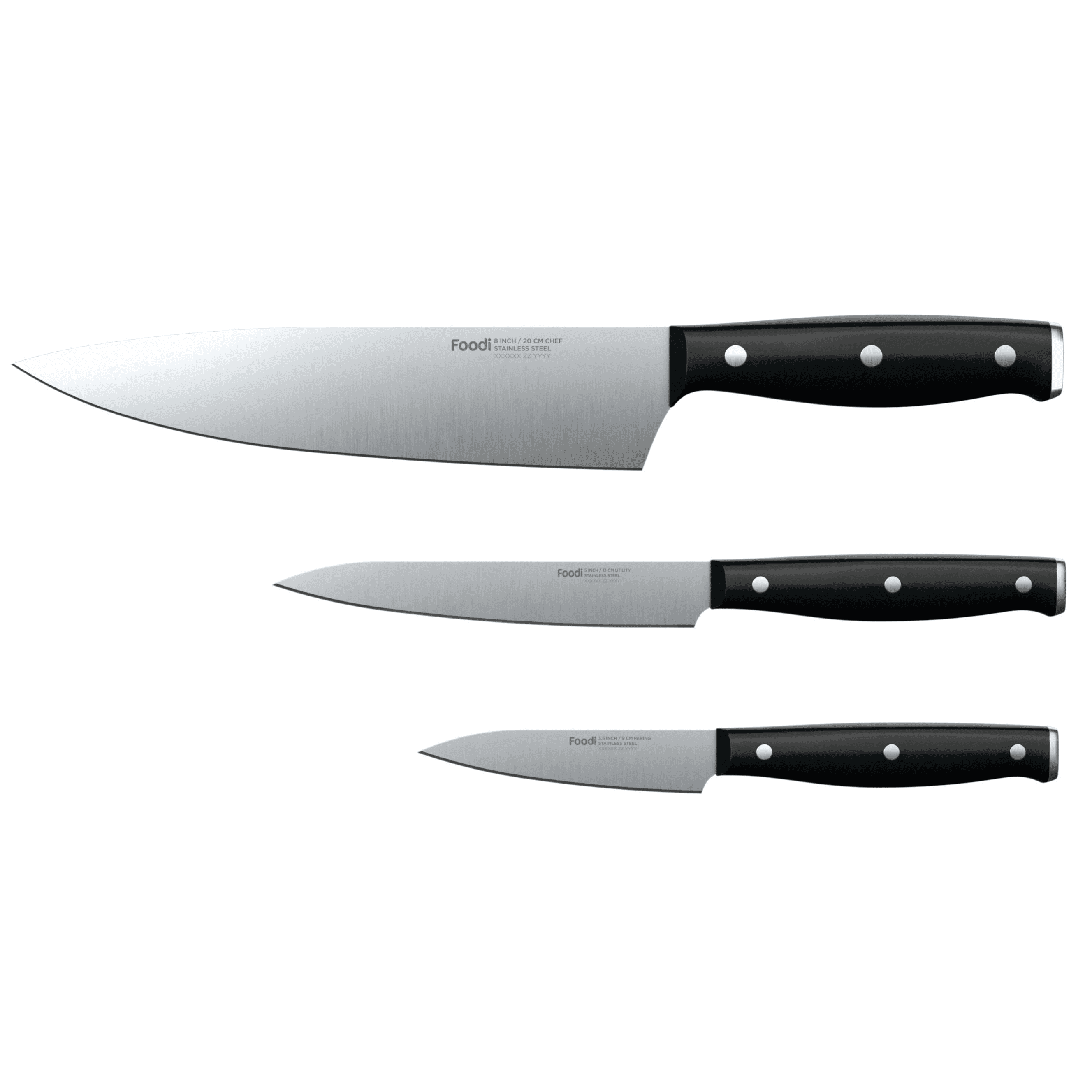 Ninja Foodi Never Dull Essential 3-Piece Set with Chef, Utility & Paring Knives, K12003