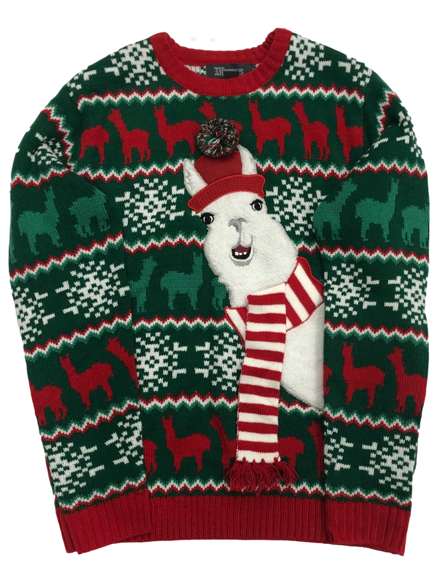 Mens Funny Llama Green Christmas 