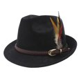 thumbnail image 2 of XIAOCHA Womens Braided‑Buckle Fedora Hat Solid Wide‑Brim Hat Outdoor Festival Hat,Black, 2 of 4