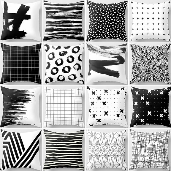 Joernso Modern Black and White Geometric Print Cushion Cover Sofa Decor Pillow Case