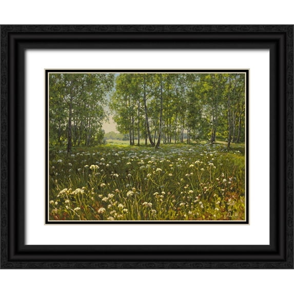 Adamov, Alexey 24x19 Black Ornate Wood Framed with Double Matting Museum Art Print Titled - Spring Landscape III