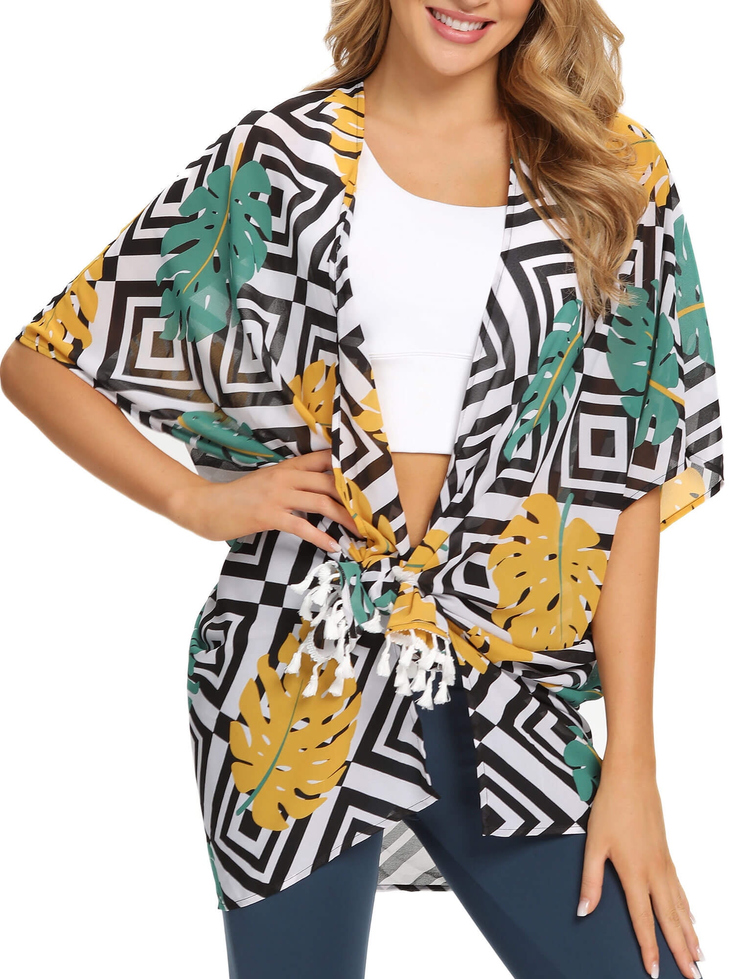 As Rose Rich Kimonos for Women Summer Swim Cover Up Kimono Cardigan, XL