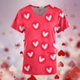 thumbnail image 2 of Valentine's Day Savings Clearance 2024! TAGOLD Women Scrub Tops, Print Scrub Tops, Women Valentine Day Short Sleeve V-neck Tops Printed Pockets Blouse Nursing, 2 of 5