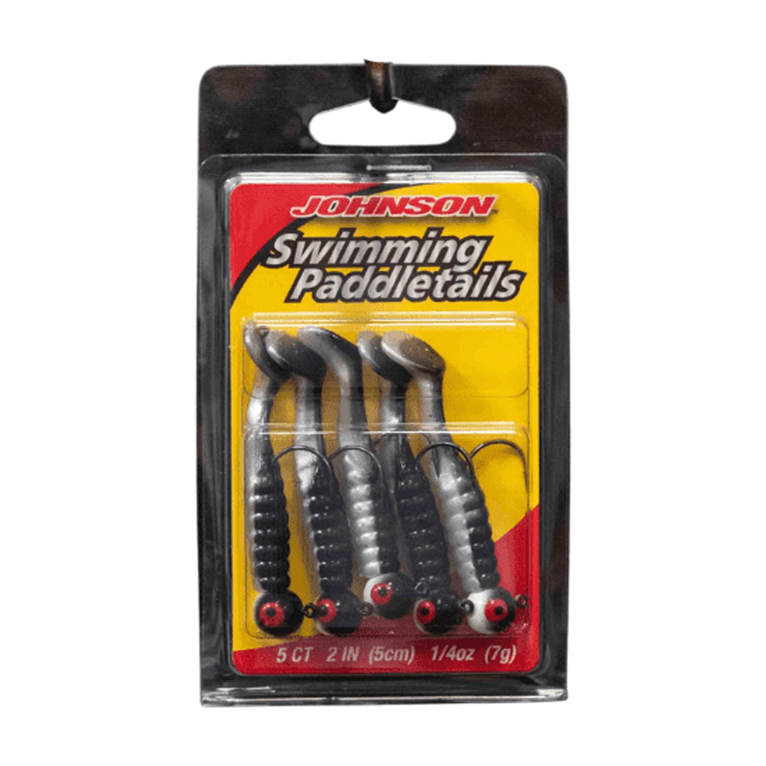 Johnson Swimming Paddletail Fishing Lure, Black Shad, 2.1 in