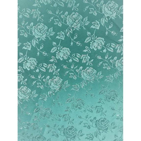 Valentina Textile's Inc Rose Jacquard Satin 60/59" Witdh Sells by The Yard (1 Yard,Aqua)