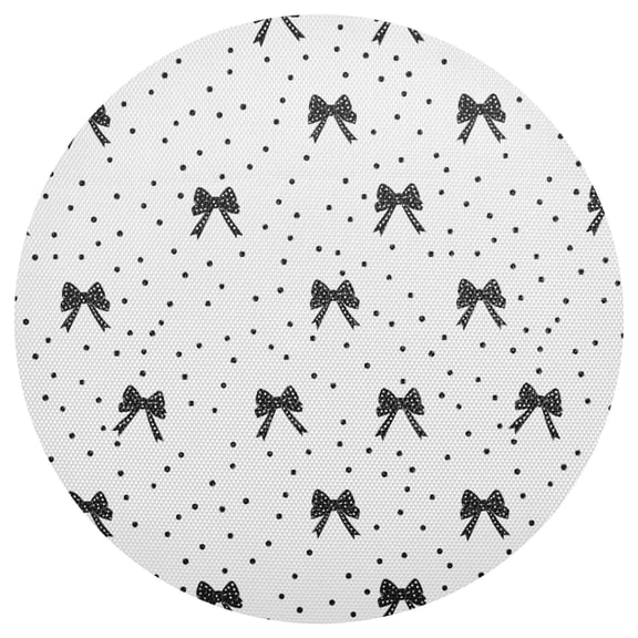 Bow Dot Round Placemats Set of 6 Woven Non-Slip Washable Heat Resistant Table Mats 15.4 Inch for Kitchen Dining Decor