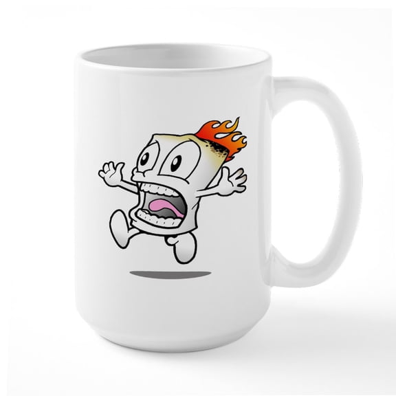 CafePress - Funny Flaming Marshmallow Mug - 15 oz Ceramic Large White Novelty Mug