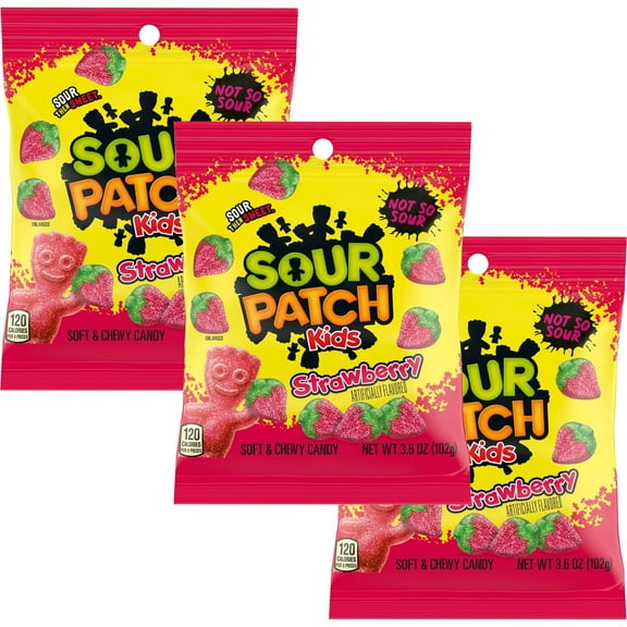 Sour Patch Kids Strawberry, 3.6 Ounce Bags (Pack of 3)