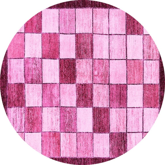 Ahgly Company Indoor Round Abstract Pink Modern Area Rugs, 6' Round