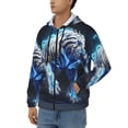 thumbnail image 3 of Uemuo Futuristic Blue Light White Tiger for Men's Fashion Full-zip Hoodies & Sweatshirts with Kangaroo Pocket, Zip-up Hooded Sweatshirt, Moisture Wicking & Breathable-3X-Large, 3 of 5