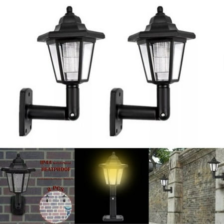 

Christmas Lamp Fence LED Way Outdoor Light Mount Solar 2x Wall Power Garden Path LED light
