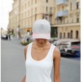 thumbnail image 3 of Funky Junque Trucker Hat – Vintage Two-Tone Snapback Baseball Cap - Pink/Beige, 3 of 5