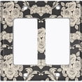 thumbnail image 2 of Metal Light Switch Plate Outlet Cover (Damask Rose Black - Double Rocker), 2 of 2