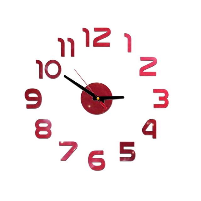 DIY 3D Mirror Wall Clock Battery - Powered with Customizable Size and Silent Movement for Home and Office Decoration