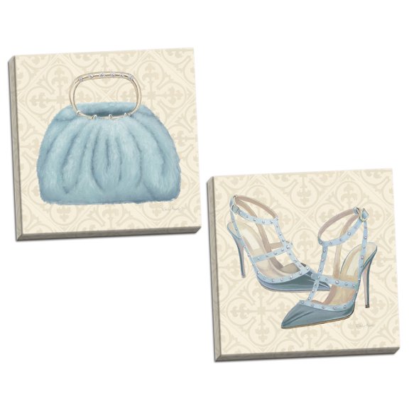 Gango Home Decor Glam Must Have Fashion II & Must Have Fashion III by Emily Adams (Ready to Hang); Two 12x12in Hand-Stretched Canvases