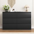 thumbnail image 2 of Oufan 6 Drawers Dresser Chests for Bedroom, Wood Chests of Drawers, Modern Dressers Chest Organizer for Bedroom, Living Room, Hallway, Black, 2 of 9