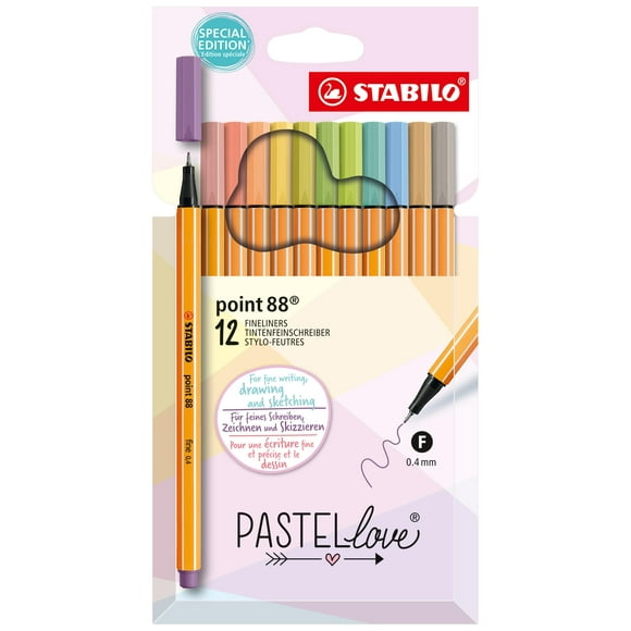 Set de 12 colores Pastellove de Fineliner STABILO point 88