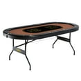 thumbnail image 1 of Barrington 10 Player Folding Poker Table with Steel Cup Holders & Padded Rails – No Assembly Required, Casino Style, Black/Brown, 1 of 6