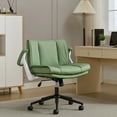 thumbnail image 6 of Cross Leg Style Office Chair with Flip-Up Armrests, 300LBS Capacity Wide Seat Ergonomic Swivel Chair,  Adjustable Height Rolling Desk Chair for Home Office, Green, 6 of 15