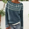 thumbnail image 2 of Gkeoshab Womens Sweaters Women's Long-Sleeve Loose-Fit Round-Neck Sweater for Fall and Winter Navy M, 2 of 4