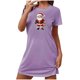 thumbnail image 2 of Camisón corto navideño para mujer, talla grande, cuello redondo, manga corta, estampado en el pecho, vestido de noche para mujer, 2 of 3