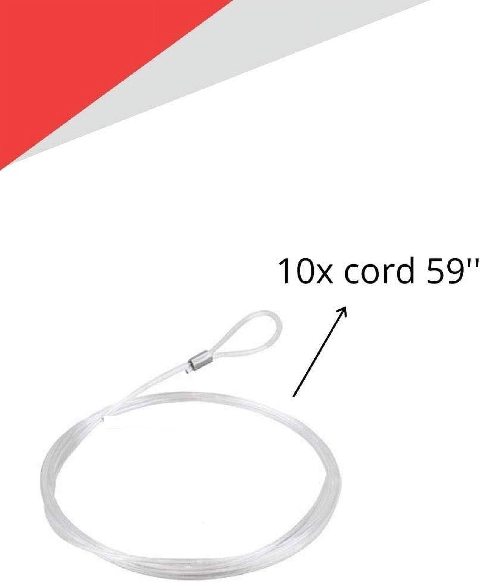 STAS Looped End Cord Clear Nylon - 10 pack  Perlon Picture Cable Wire For Picture Hanging Hooks and Picture Rails 59" length, 2mm diameter
