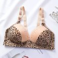 thumbnail image 3 of Women's Bras Leopard-Print Front Buckles Underwear No Underwire Bra V-Neck Pullover Bra Feature Hook and Eye Closure Strapless Bra Style Y-307 , Yellow 42, 3 of 5