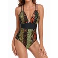 thumbnail image 6 of Women’s Printed V Neck Swimsuits Tummy Control One Piece Bathing Suit Crisscross Low Back Monokini Swimwear Slimming, 6 of 6