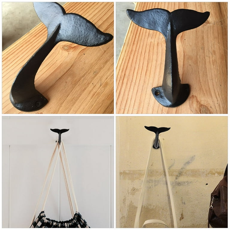 2pcs Whale Tail Hook Wall-Mounted Design Whale Tail Wall Hanger Coat Hooks, Size: 12.8X12CM