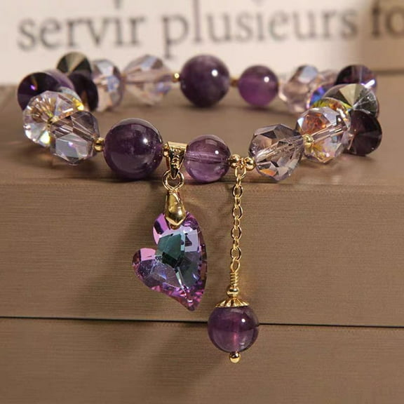 Purple Heart Crystal Bracelet Fashion Elegant Natural Amethyst Jewelry
