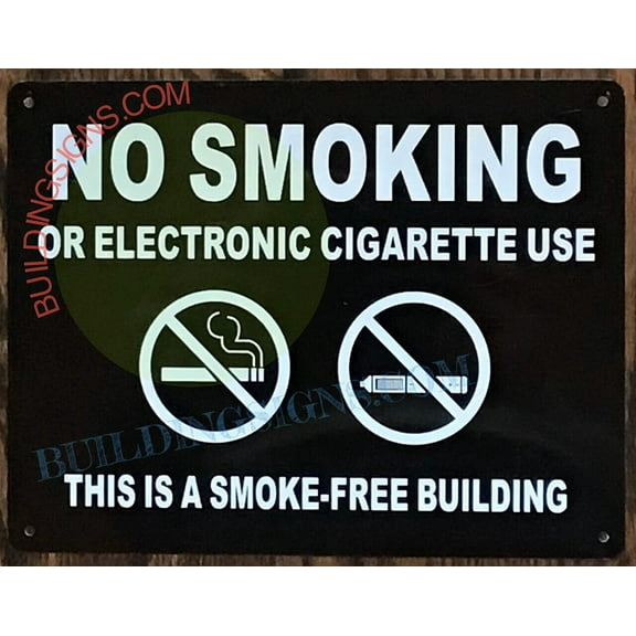 THIS IS SMOKE FREE BUILDING SIGN.(8.5X11,BLACK BRUSH SILVER,ALUMINUM) -ref16822