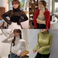 thumbnail image 7 of JANDEL Korean Mesh Sexy Top Slim Perspective Long Sleeve Turtleneck Shirt, Greem, One Size, 7 of 7
