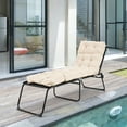 thumbnail image 3 of Topbuy Patio Chaise Lounge Cushion Recliner Quilted Thick Padded Seat Cushion w/Ties Beige, 3 of 7