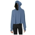 thumbnail image 5 of Htigea Women's Sun Protection Hoodies UPF 50+ Long Sleeve Rash Guard Coats Casual Loose Fit Tops Lightweight Running Athletic Outdoor Jackets Blue,Free Size, 5 of 5