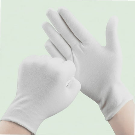 White Cotton Gloves for Eczema, Moisturizing Dry Hands - Pack of 30