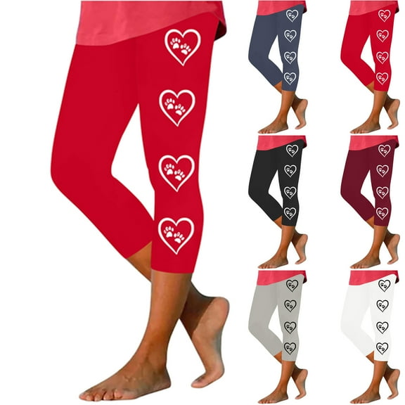 AGWOLF Tummy Control Capri Leggings for Women High Waisted Yoga Pants Summer Boho Beach Capris Gym Workout Athletic Running Leggings