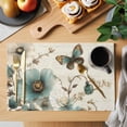 thumbnail image 2 of Vintage Tulip Placemats Set of 8, Butterfly Flower Non-Slip Place Mats Washable Table Mats for Kitchen Dining Table Decorations Indoor/Outdoor, 2 of 9