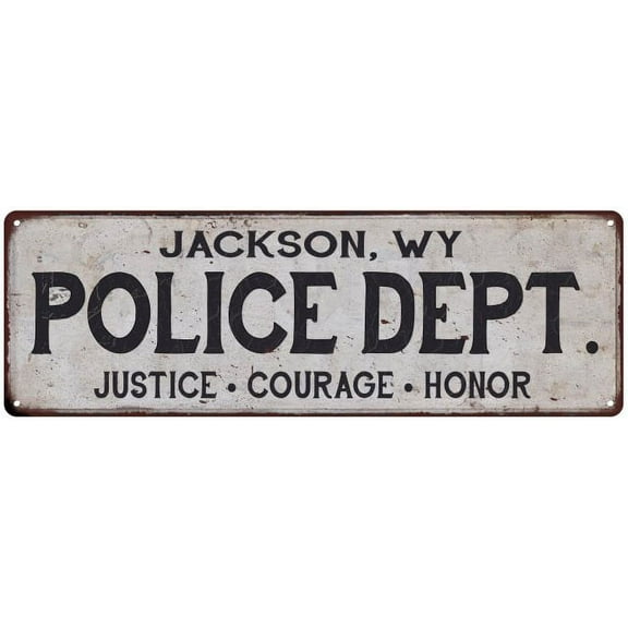 JACKSON, WY POLICE DEPT. Home Decor Metal Sign Gift 6x18 206180012492