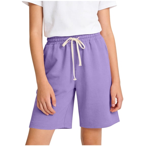 Dagugfen Summer Shorts for Kids Elastic Waist 7" Loose Fitted Athletic Casual Teens Shorts Breathable Daily Wear Casual Shorts with Pockets 5-15 Years