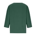 thumbnail image 3 of Paiwinds Women's V-Neck 3/4 Sleeve Loose Fit Pullover Top Casual Solid Color Blouse Soft Cotton Linen Blend, 3 of 9