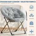 thumbnail image 5 of Faux Fur Saucer Chair - Oversized Foldable Moon Chair for Adults, 300lb Capacity Lounge Chair with Metal Frame, Plush Flower Accent Seat for Bedroom, Living Room or Dorm (Grey), 5 of 7