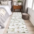 thumbnail image 4 of 2'x6' Rug Runners for Hallways Kitchen, White Floral Non Slip Entryway Beside Floor Carpet Runner, Garden Floral Seasonal Botanical Blooms Washable Laundry Room Bedroom Throw Rugs Mat for Family Pet, 4 of 8